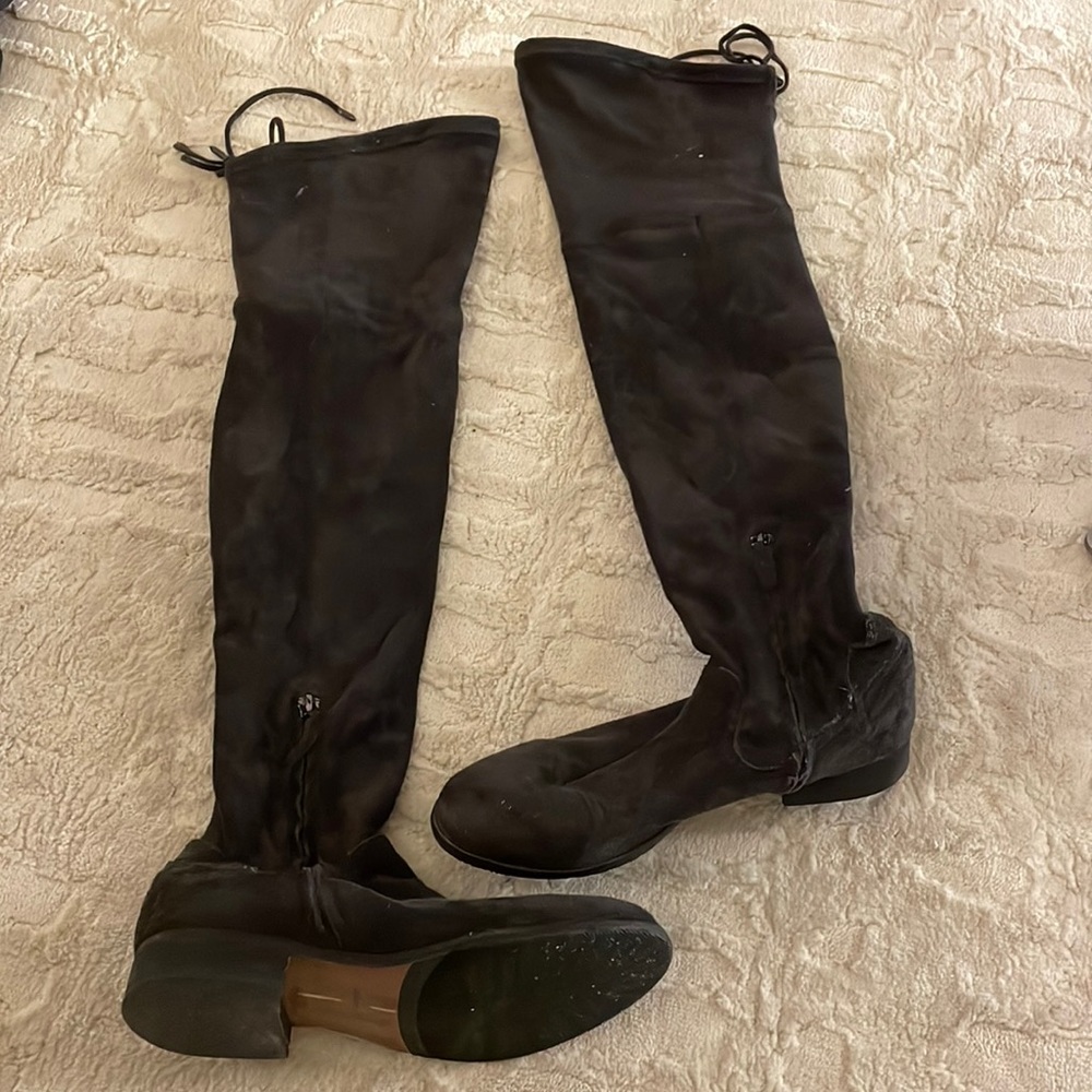 Dolce Vita thigh high stretchy dark grey boots, size 6 1/2